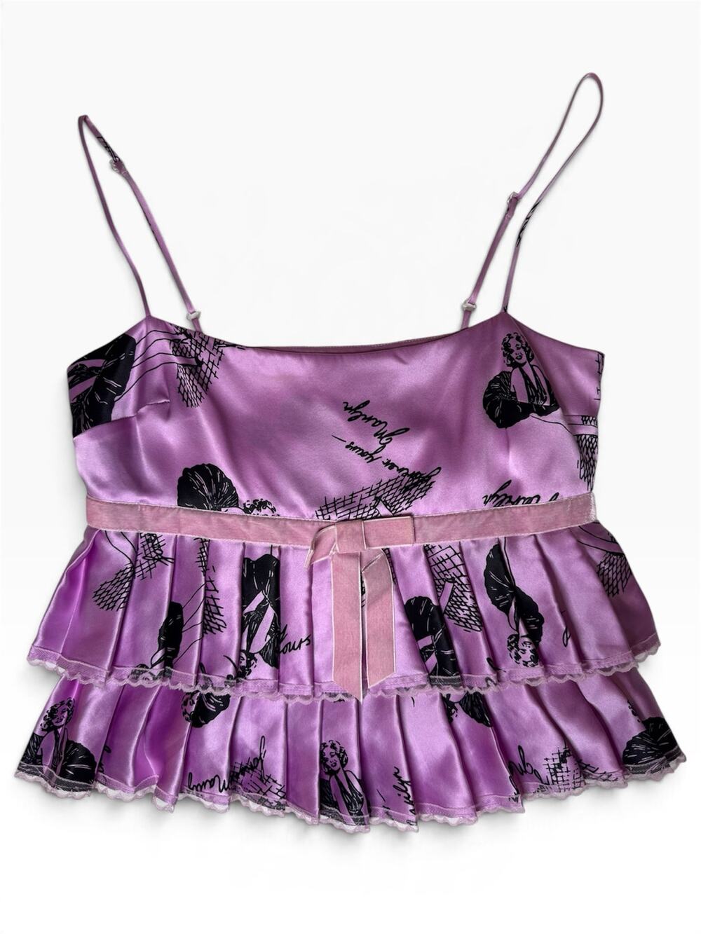 Betsey Johnson Y2K silk wink Marylin RARE top Barbie Retro Avant Garde